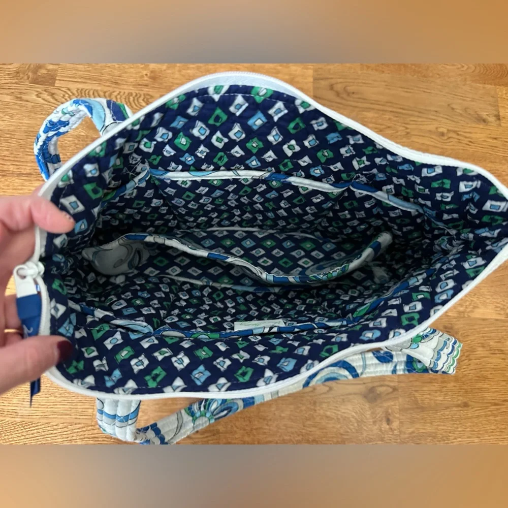 Vera Bradley Little Betsy Blue and Green Patterned Tote Bag